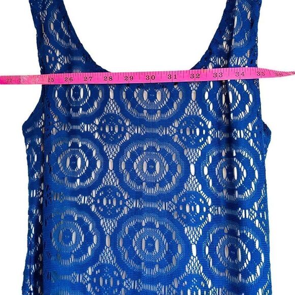 Blue Eyelet Sleeveless Bodycon Dress Size 2 US - Picture 3 of 10